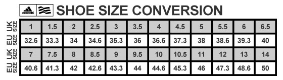 Adidas Golf Shoe Size Chart